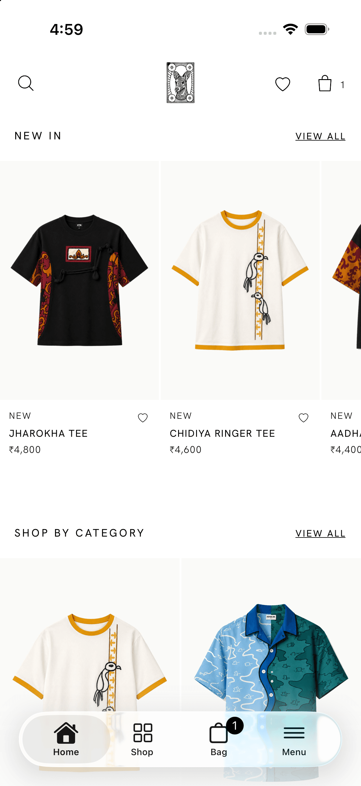 KHOJ app home and new arrivals